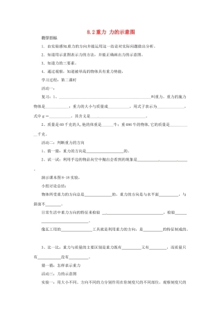 2014年春八年级物理下册 8.2 重力 力的示意图学案二（无答案） 苏科版