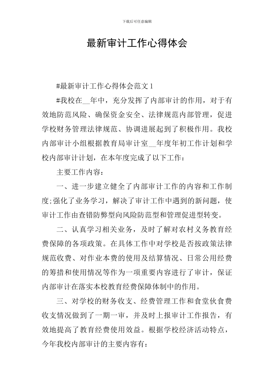 最新审计工作心得体会_第1页