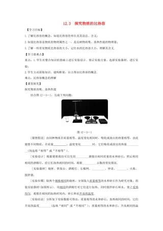 九年级物理上册 12.3 探究物质的比热容导学案（新版）粤教版-（新版）粤教版初中九年级上册物理学案