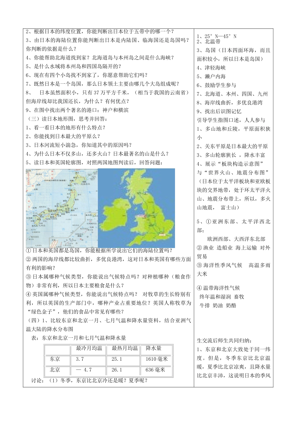 七年级地理下册 日本学案1-3课时 人教新课标版_第2页