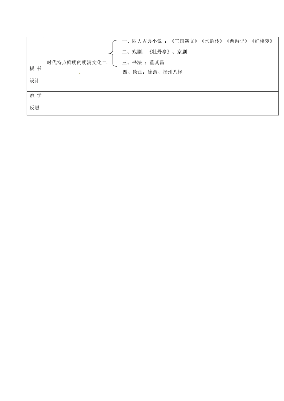 吉林省通化市七年级历史下册 第三单元 第23课 时代特点鲜明的明清文化二导学案 鲁教版-鲁教版初中七年级下册历史学案_第3页