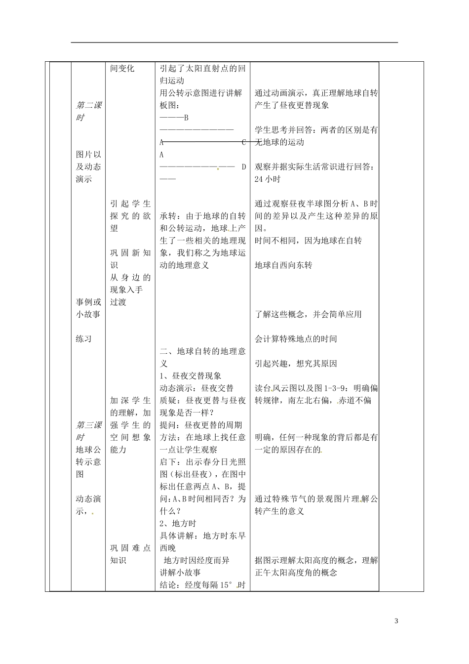 重庆市涪陵第二中学高中地理 1.3 地球的运动教案 中图版必修1_第3页