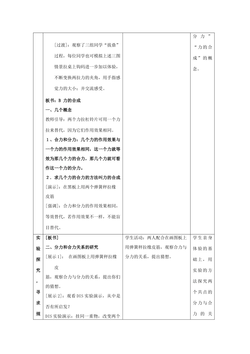 高中物理 第4章 怎样求合力与分力 第1节 怎样求合力教案1 沪科版必修1-沪科版高一必修1物理教案_第3页