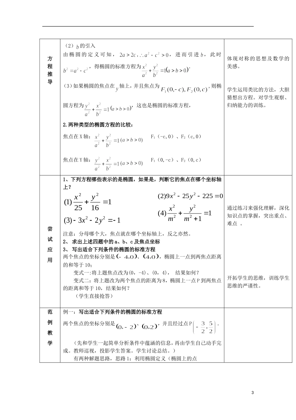 浙江省金华市高二数学《椭圆及其标准方程》教案_第3页
