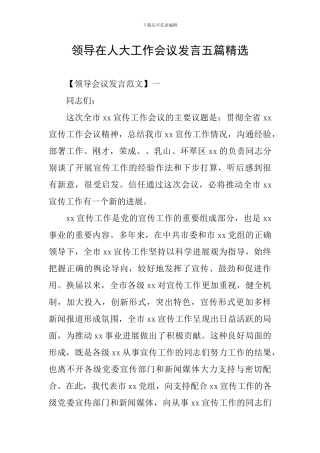 领导在人大工作会议发言五篇精选