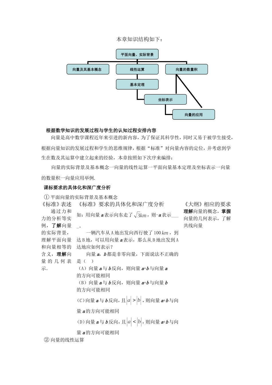 平面向量教学设计_第2页