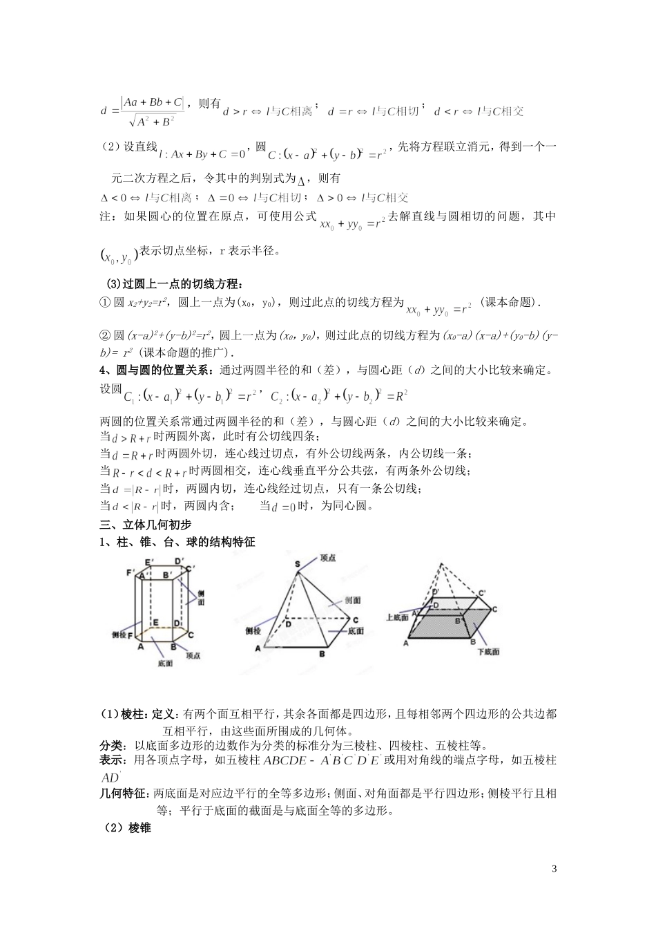 陕西省三原县北城中学高中数学 知识网络 新人教A版必修2_第3页