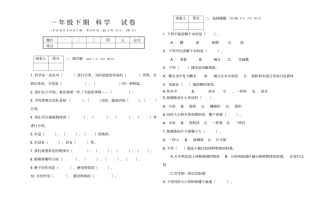 一年级下册科学试题-期中试题教科版