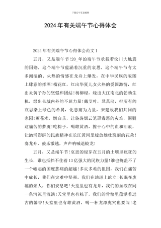 2024年有关端午节心得体会