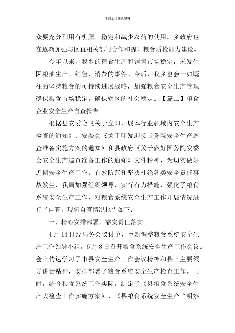 粮食企业安全生产自查报告_第3页