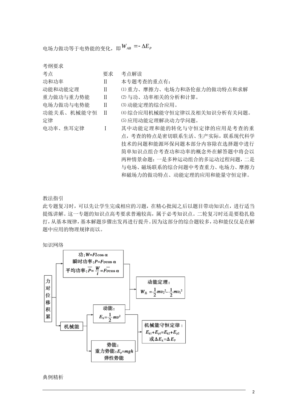 高中物理复习专题训练功和能 教案 新人教版_第2页