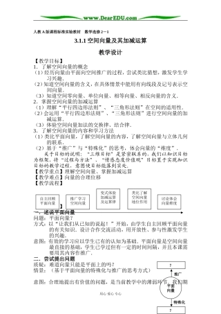 新课标人教A版选修2-1高中数学空间向量及加减运算教案