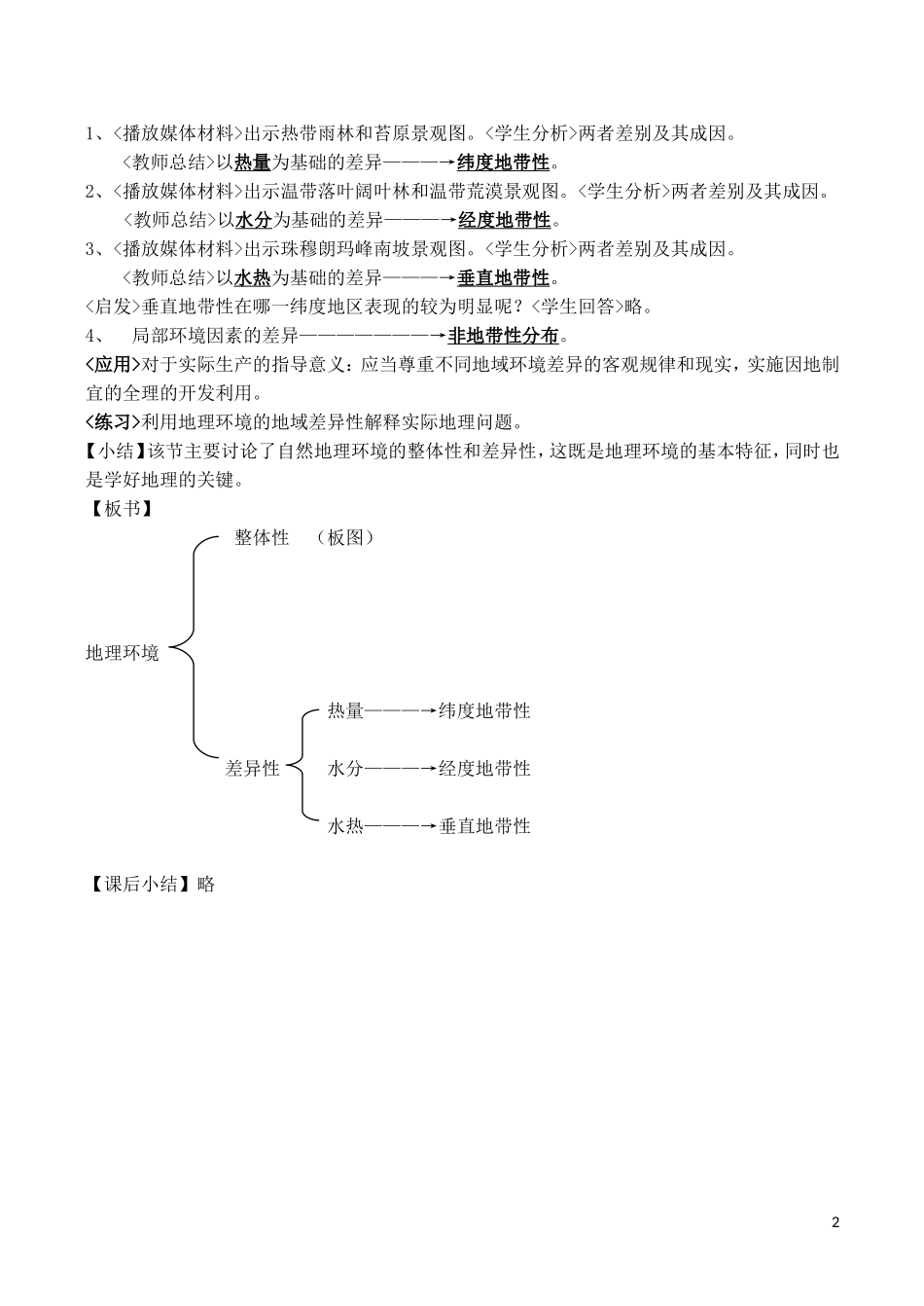 山西省运城市康杰中学高中地理 5.2 自然地理环境的差异性教案 新人教版必修1_第2页