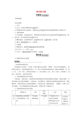 高中物理 第1章 章末复习课教案 鲁科版必修1-鲁科版高一必修1物理教案