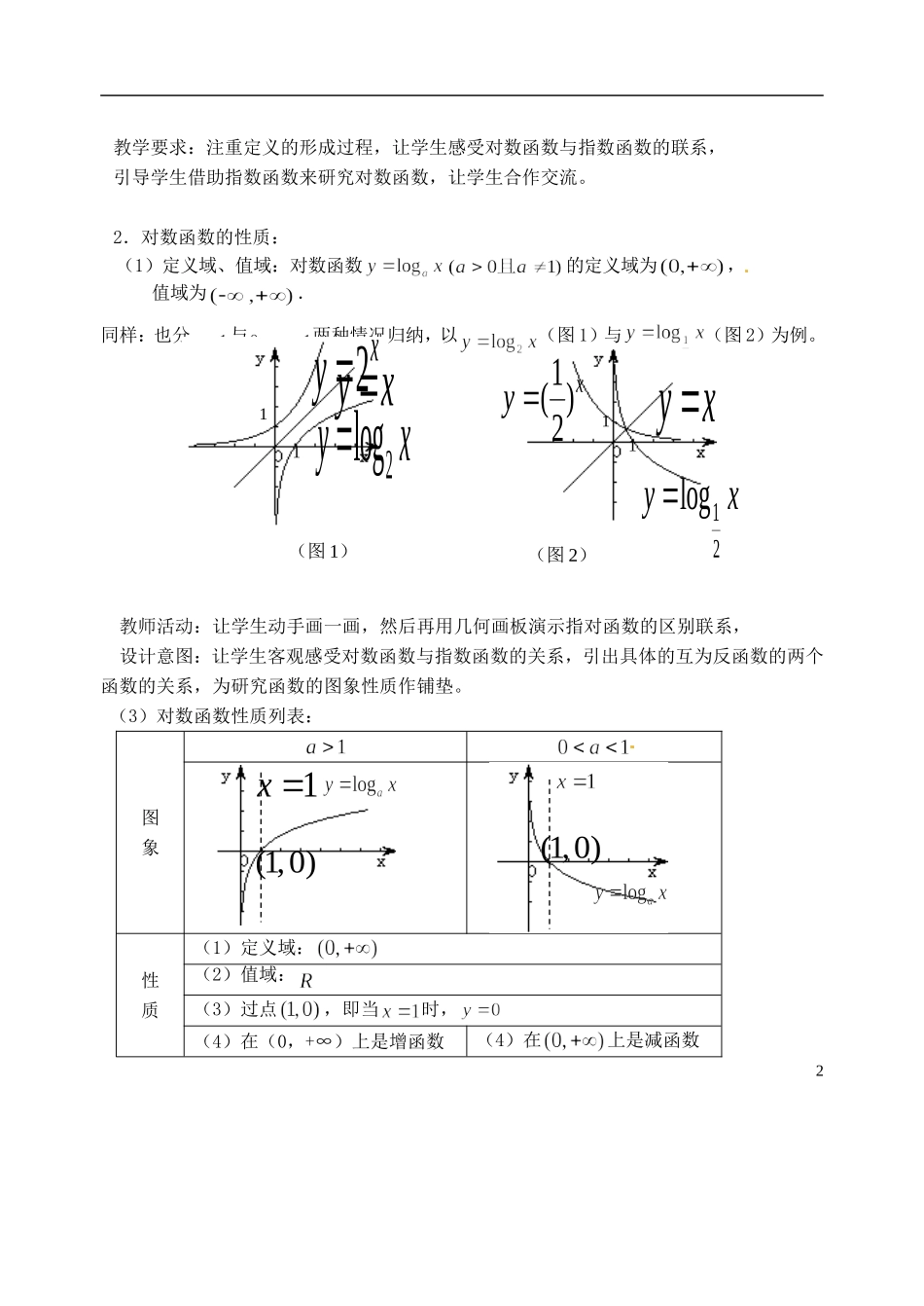 江苏省宿迁中学高中数学 2.3对数函数2教案 新人教A版必修1_第2页