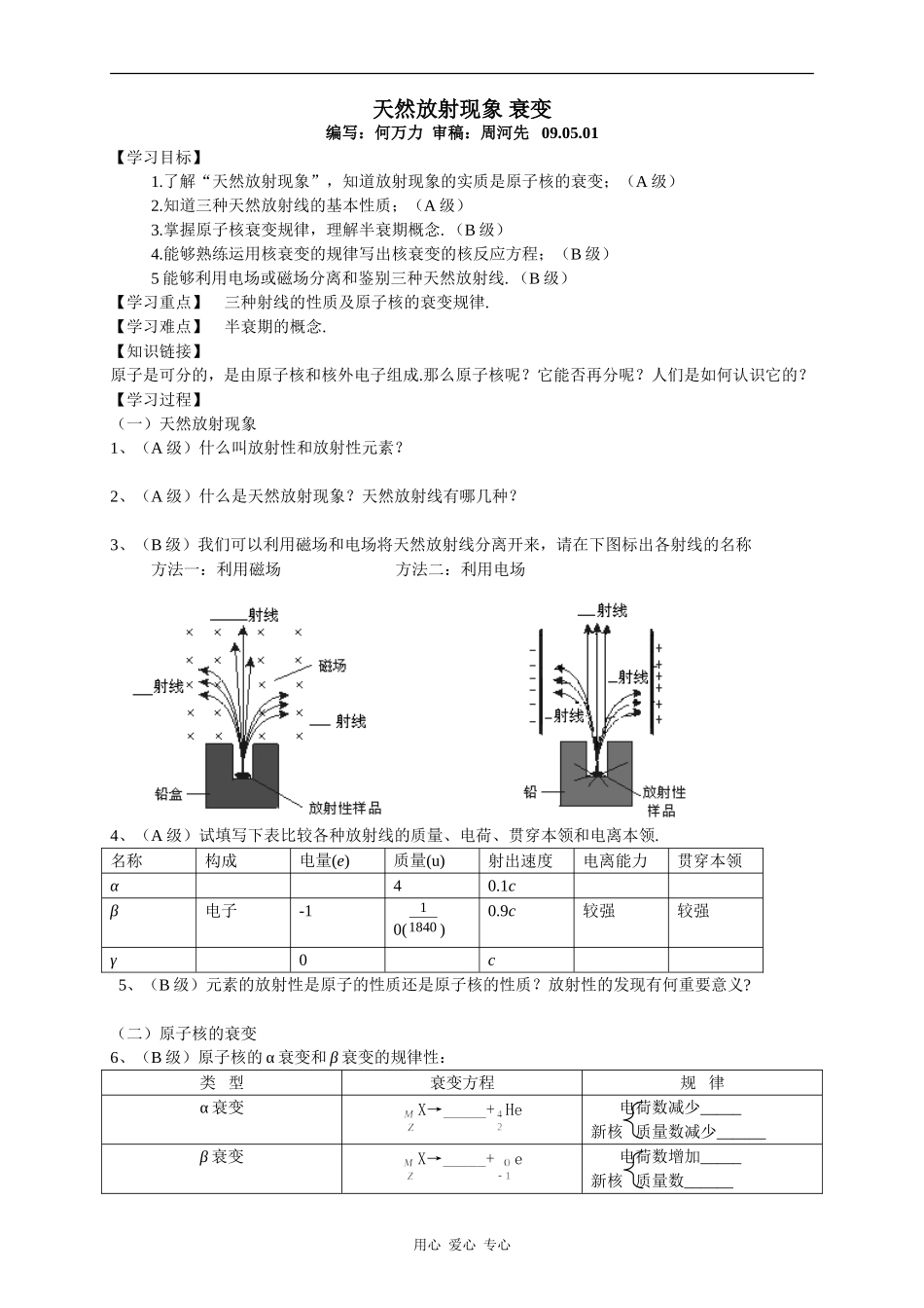高中物理天然放射现象衰变-定稿_第1页
