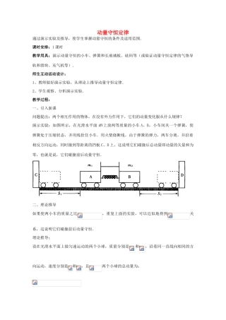 江苏省苏州市蓝缨学校高一物理《动量守恒》教案