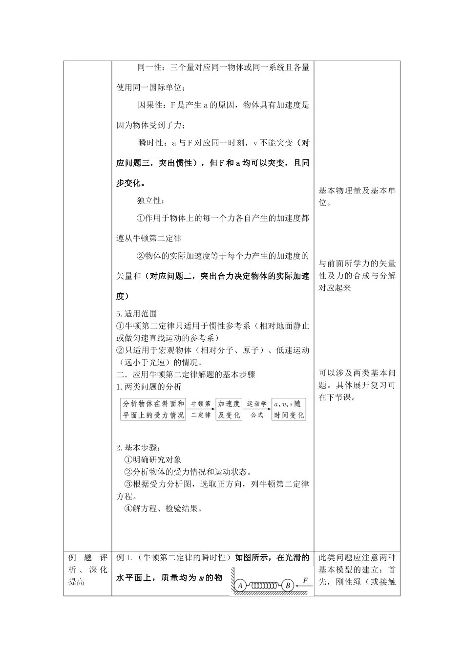 山东省枣庄四中高三物理《牛顿第二定律》教案_第3页