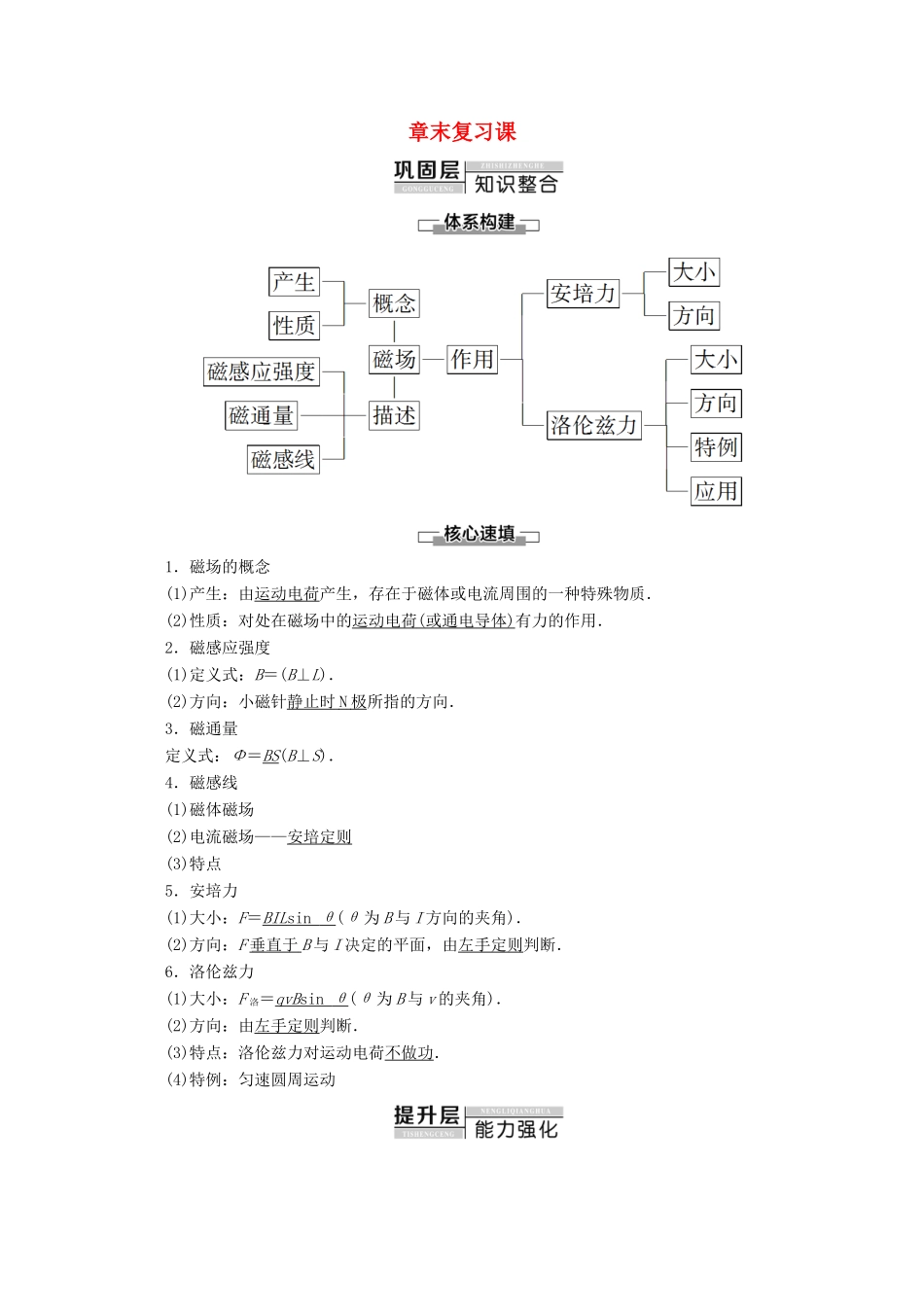 高中物理 第3章 章末复习课教案 教科版选修3-1-教科版高二选修3-1物理教案_第1页