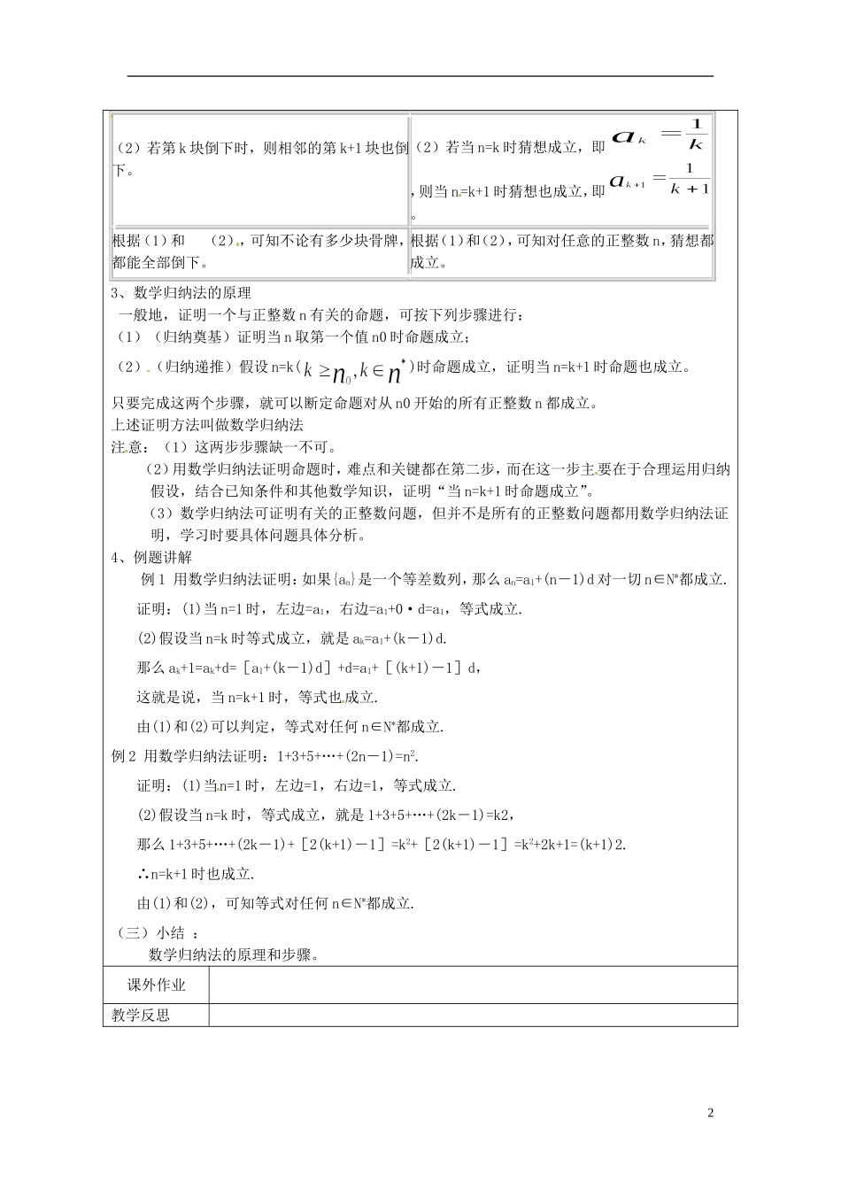 江苏省连云港市灌云县四队中学高中数学 数学归纳法1教案 苏教版选修2-2_第2页