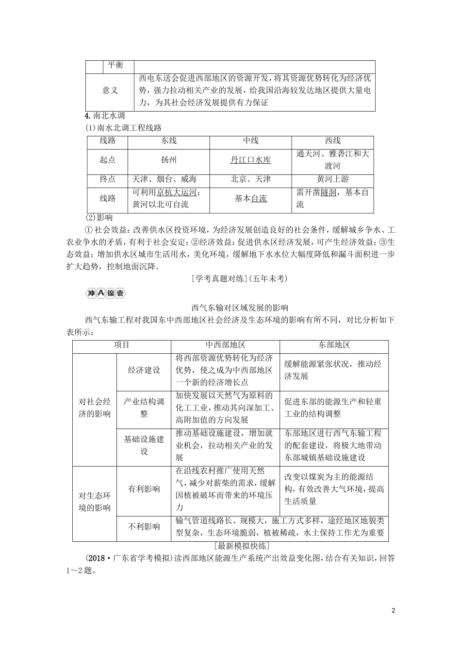 广东省高考地理总复习 专题8 区域地理环境与人类活动 第2讲 区际联系与区域协调发展教案-人教版高三全册地理教案_第2页