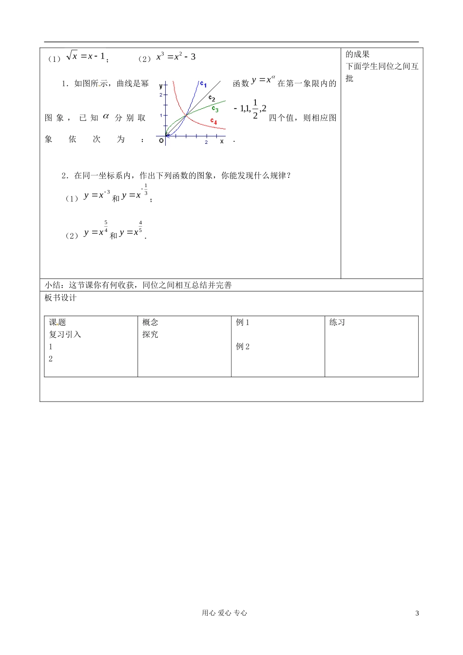 山东省郯城县高一数学《幂函数》教案_第3页