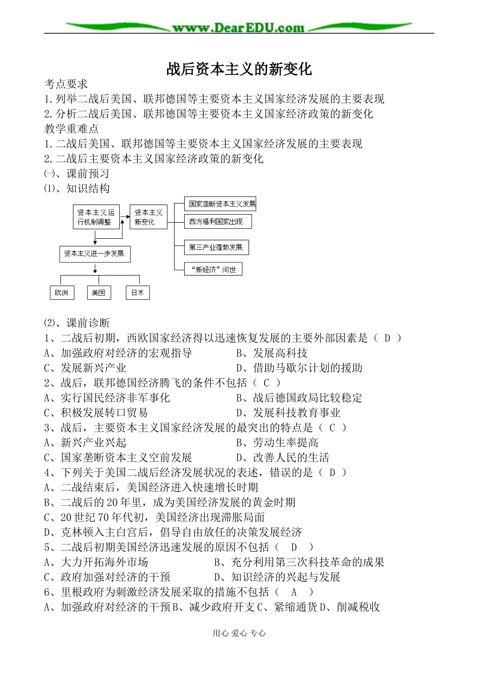 新人教版必修2高中历史战后资本主义的新变化教案_第1页