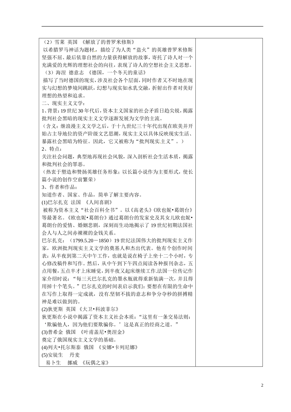 江苏省江阴市成化高级中学高中历史 第22课 文学繁荣教案 新人教版必修3 _第2页