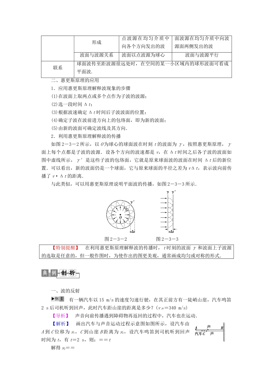 高中物理 第2章 机械波 第3节 惠更斯原理及其应用教师用书 粤教版选修3-4-粤教版高二选修3-4物理教案_第3页