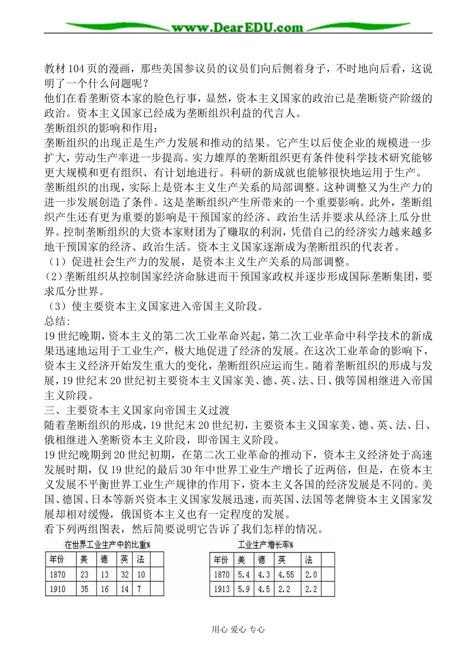 人教版高二历史上册第四章 垄断资本主义的形成教案_第3页