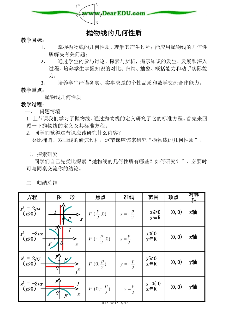人教版高中数学必修第二册抛物线的几何性质5_第1页