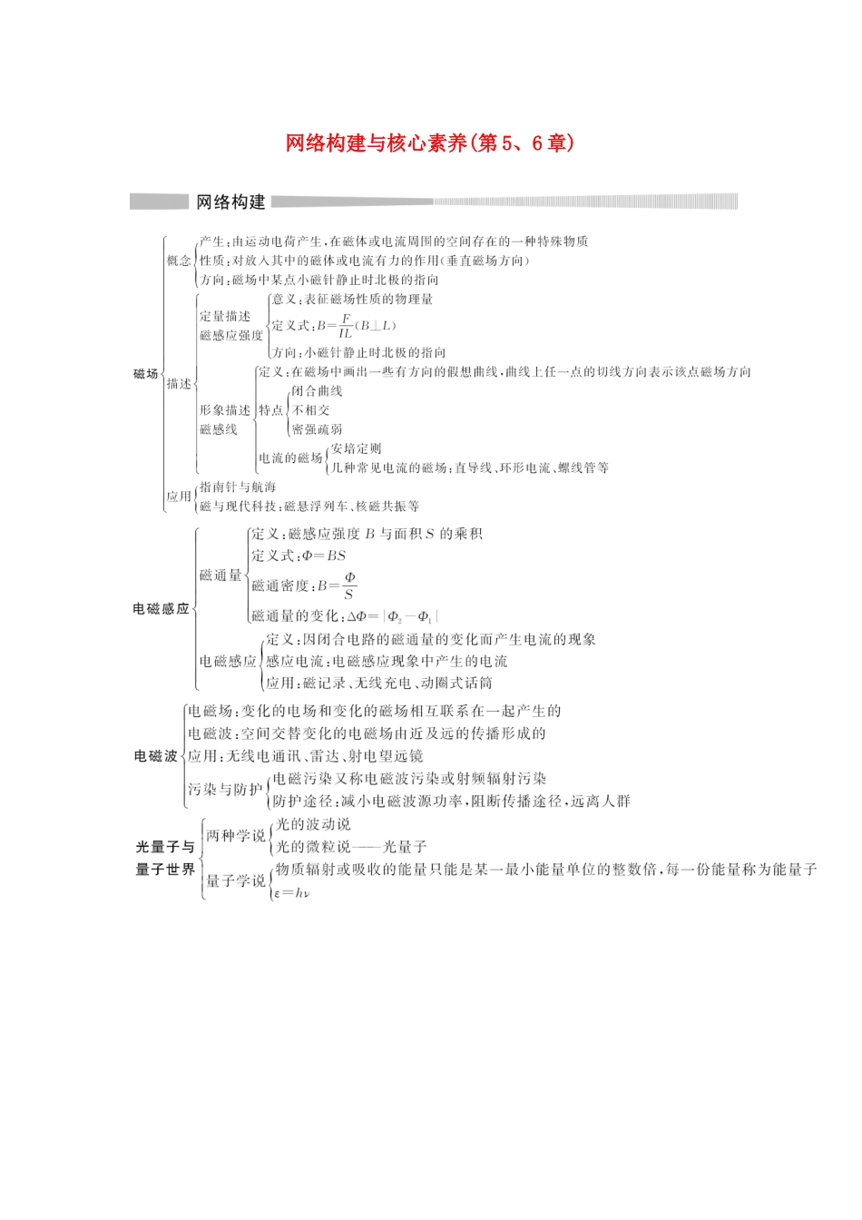 高中物理 第5章 初识电磁场与电磁波 第6章 能源与可持续发展网络构建与核心素养教案 鲁科版必修第三册-鲁科版高二第三册物理教案_第1页