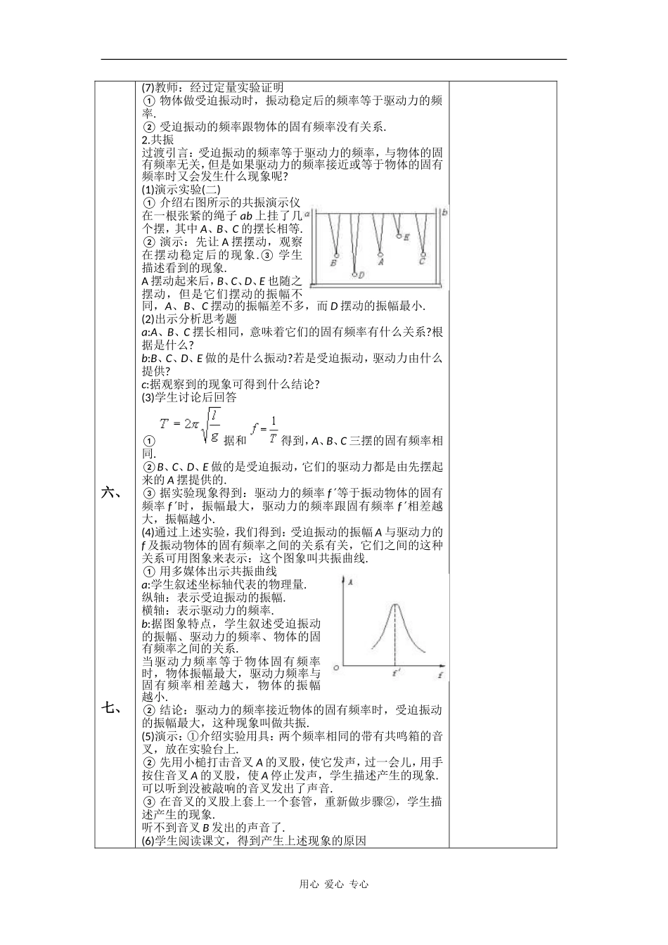高中物理：1.6《受迫振动  共振》教案（粤教版选修3-4）(1)_第2页