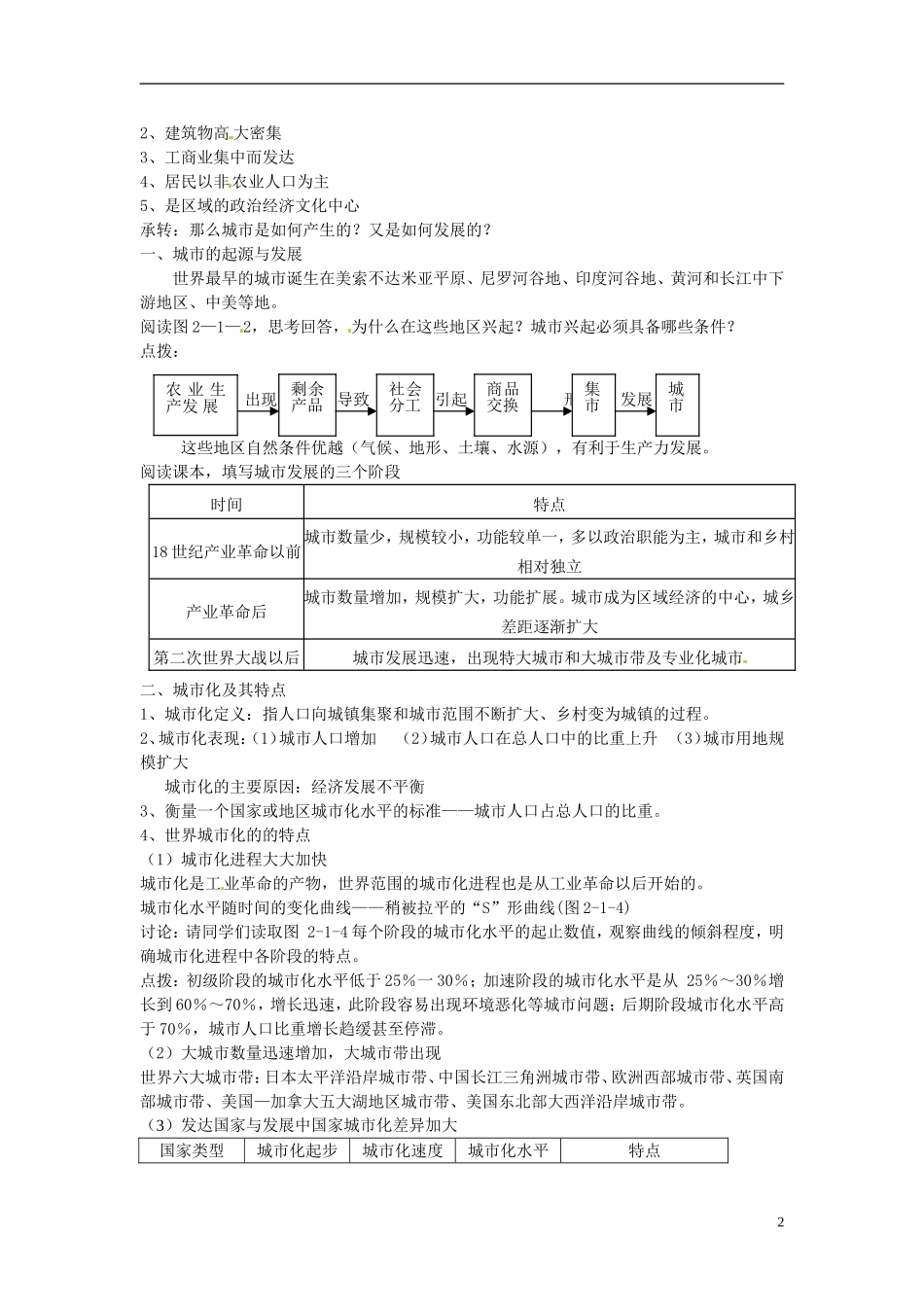 云南省陇川县第一中学高中地理 城市发展与城市化教案 鲁教版必修2_第2页