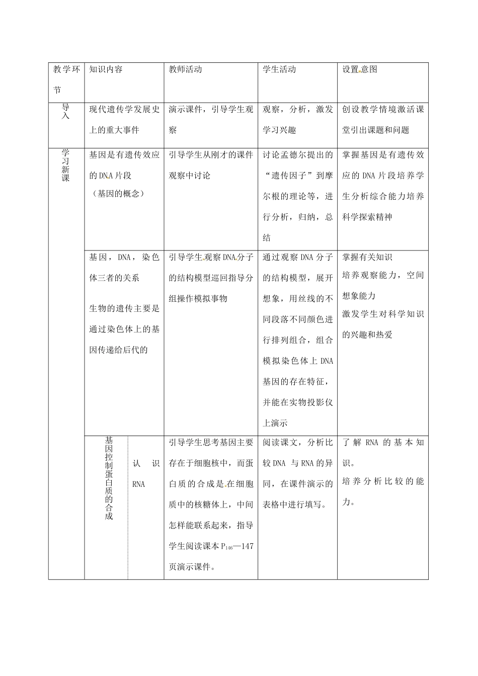 云南省陇川县第一中学高一生物《基因对性状的控制的》教学设计_第3页