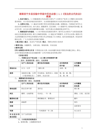 湖南省宁乡县实验中学高中历史 1.1《发达的古代农业》教案 新人教版必修2