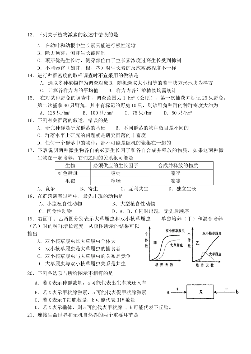 射阳二中高二生物质量检测5_第2页