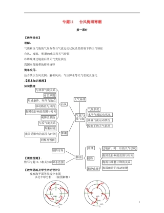 上海市上海理工大学附属中学高一地理 专题11 台风梅雨寒潮复习教案