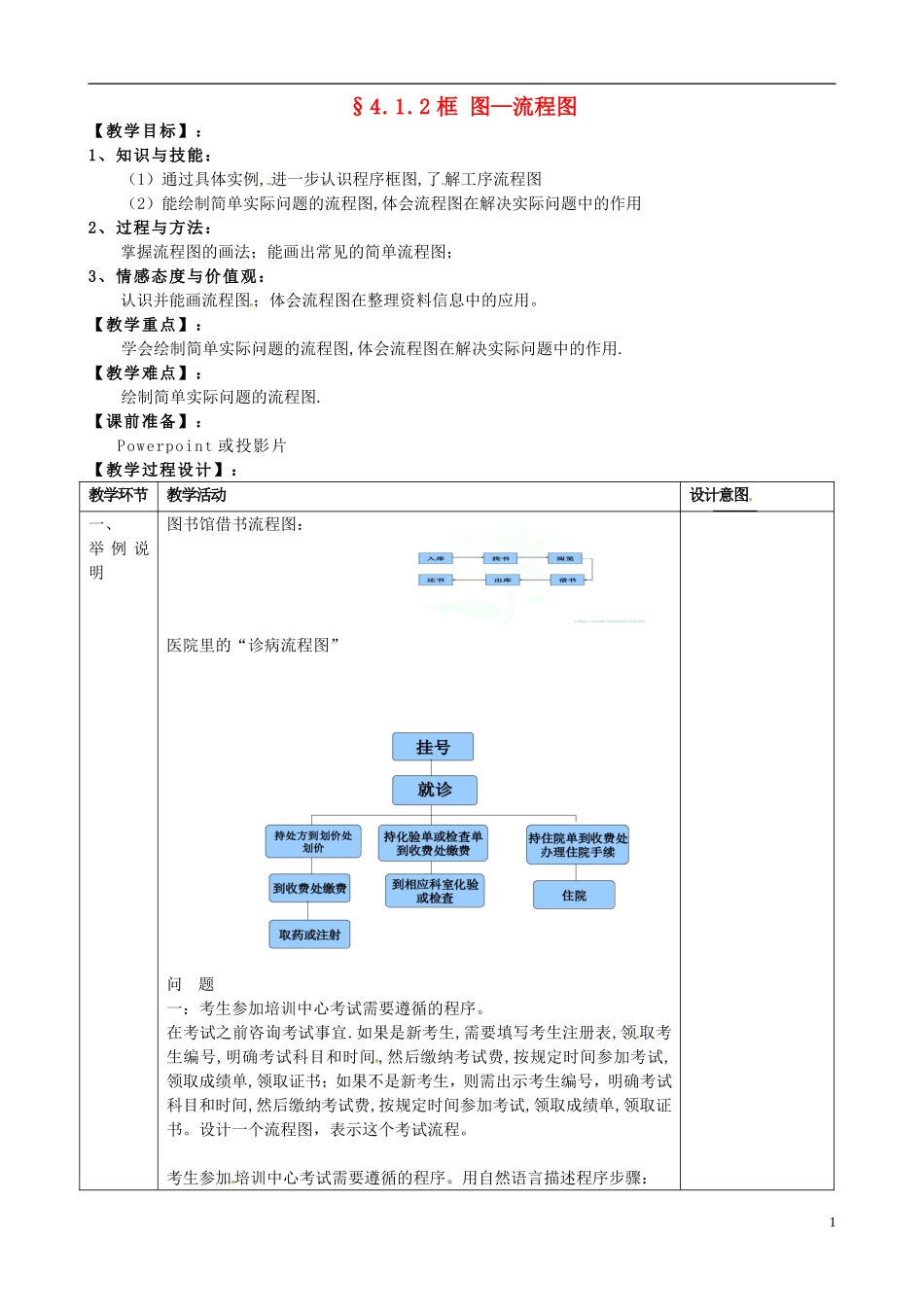 湖北省恩施巴东县第一高级中学高中数学 4.1.2框图 流程图教案 新人教版选修1-2 _第1页