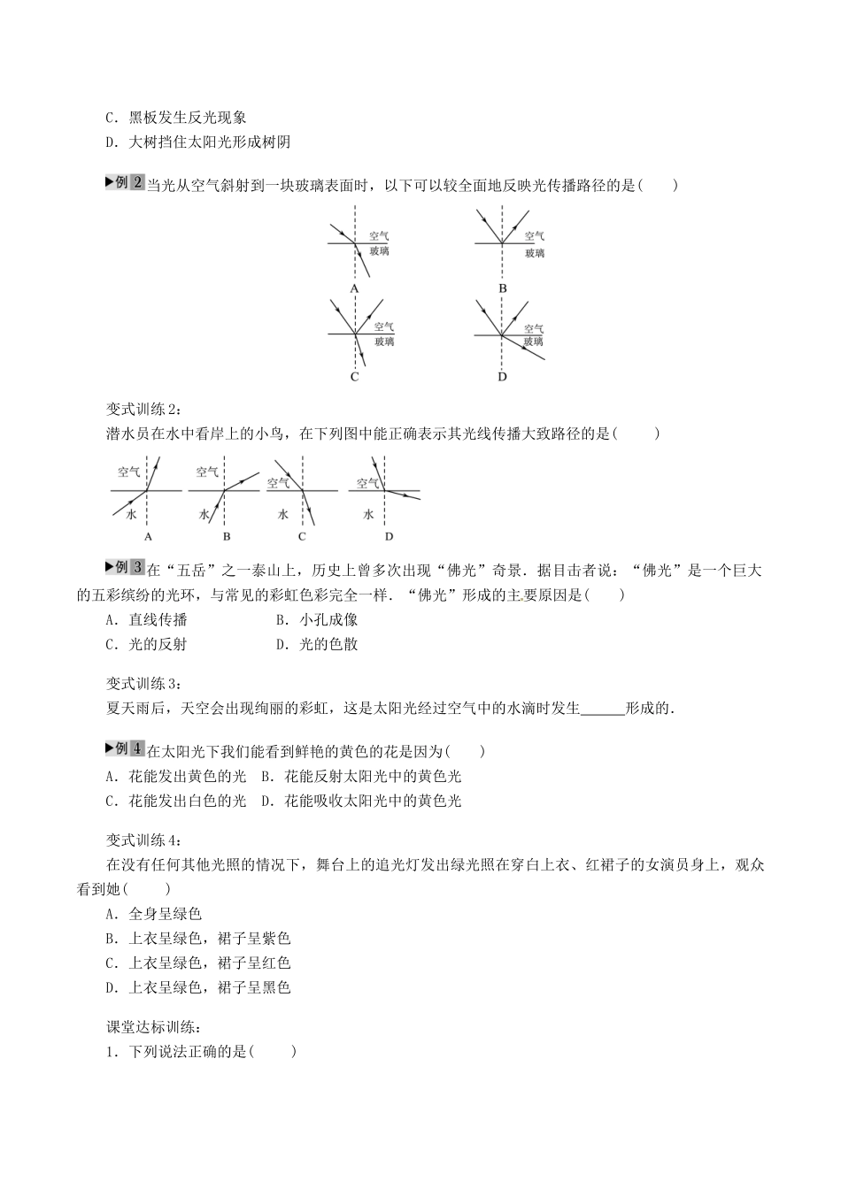 中考物理复习 第四章 光现象（第2课时）学案 新人教版-新人教版初中九年级全册物理学案_第2页