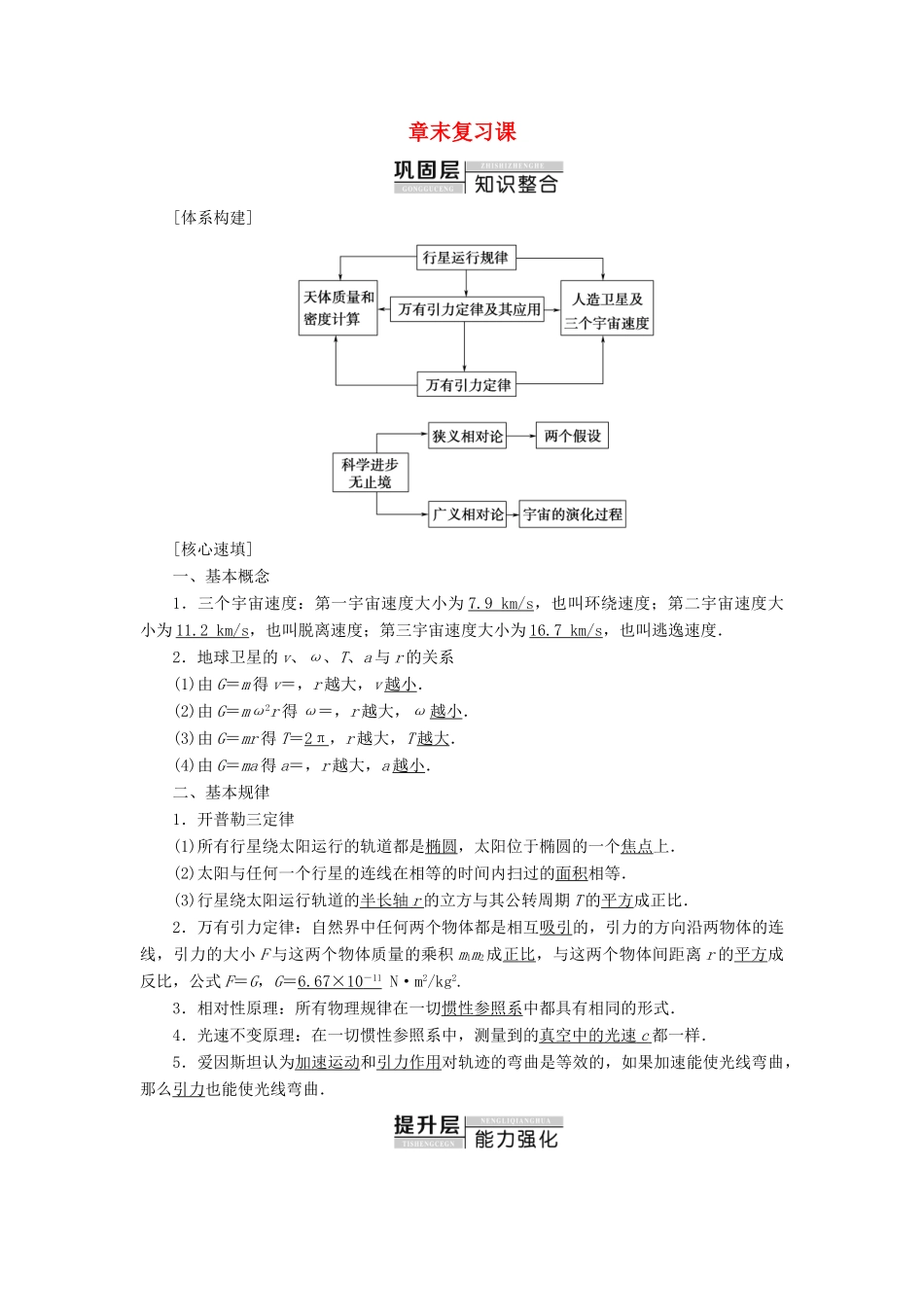 高中物理 第5章 科学进步无止境 章末复习课教案 鲁科版必修第二册-鲁科版高一第二册物理教案_第1页