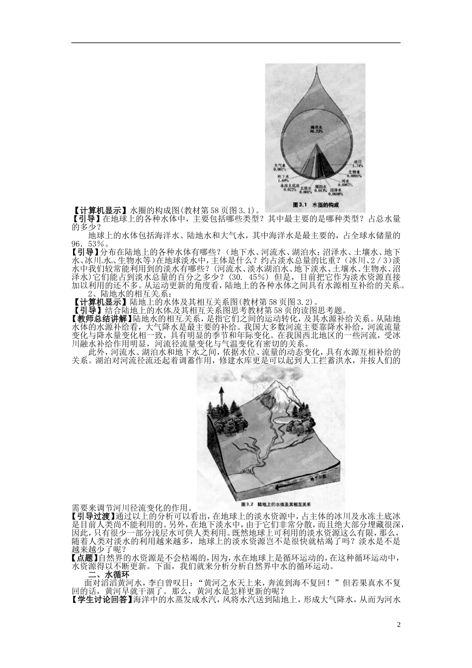 辽宁省大连市四十四中高中地理 《3.1自然界的水循环》教案 新人教版必修1_第2页