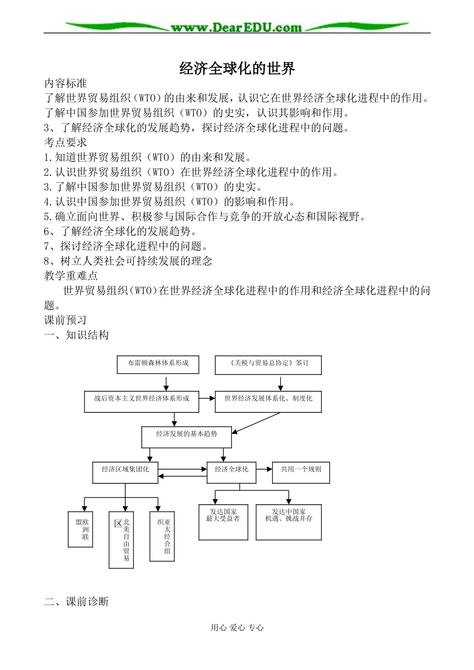 人民版必修2高中历史经济全球化的世界教案_第1页