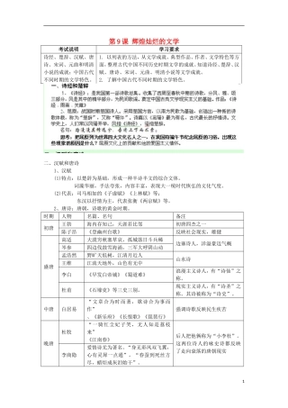 湖南省新田县高中历史 第9课  辉煌灿烂的文学教案 新人教版必修3