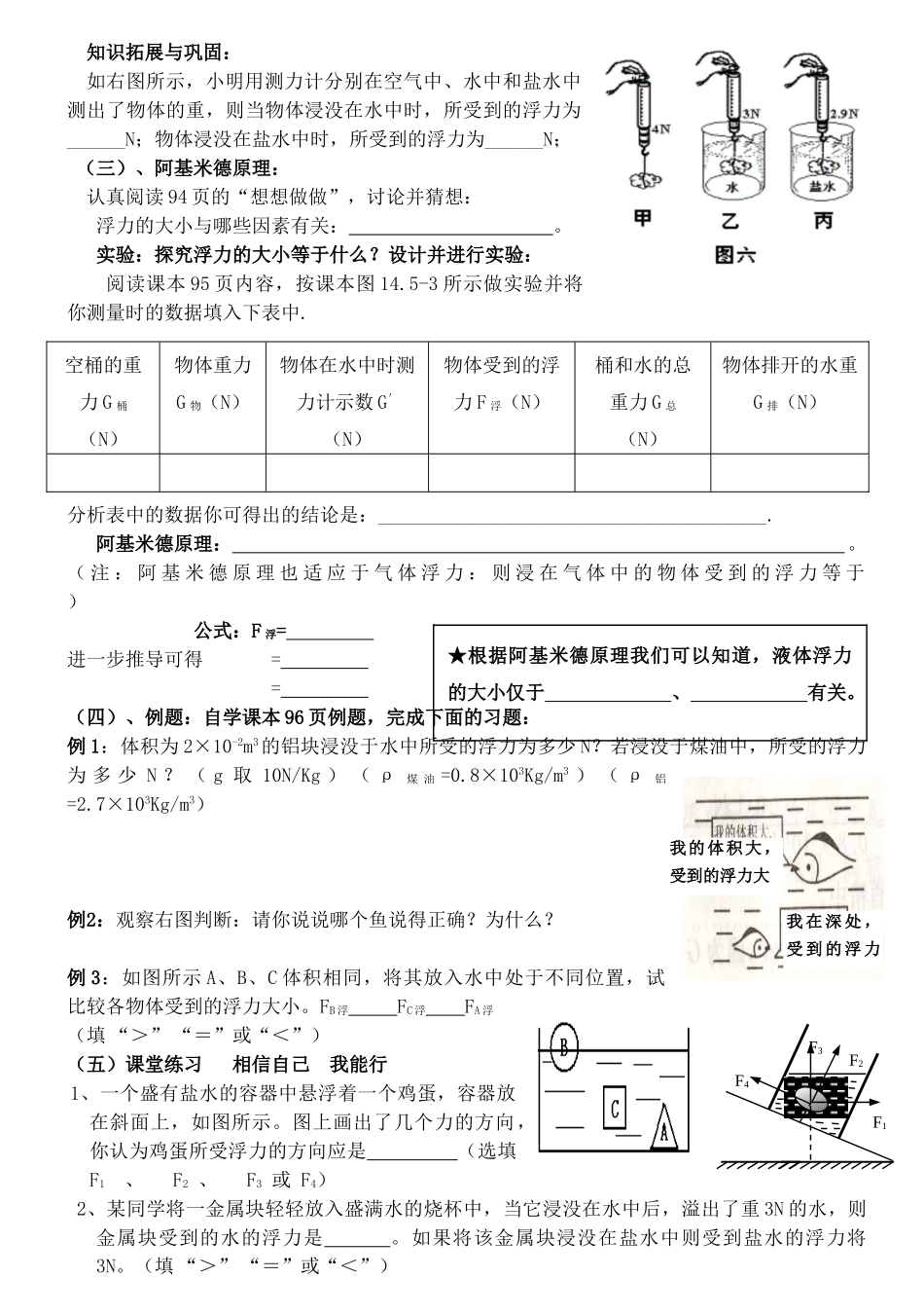 九年级物理§14.3浮力讲学稿人教版_第2页