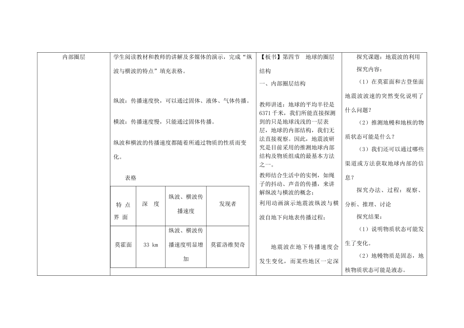 四川省宜宾市一中高一地理《地球的圈层结构》教学设计-人教版高一全册地理教案_第2页