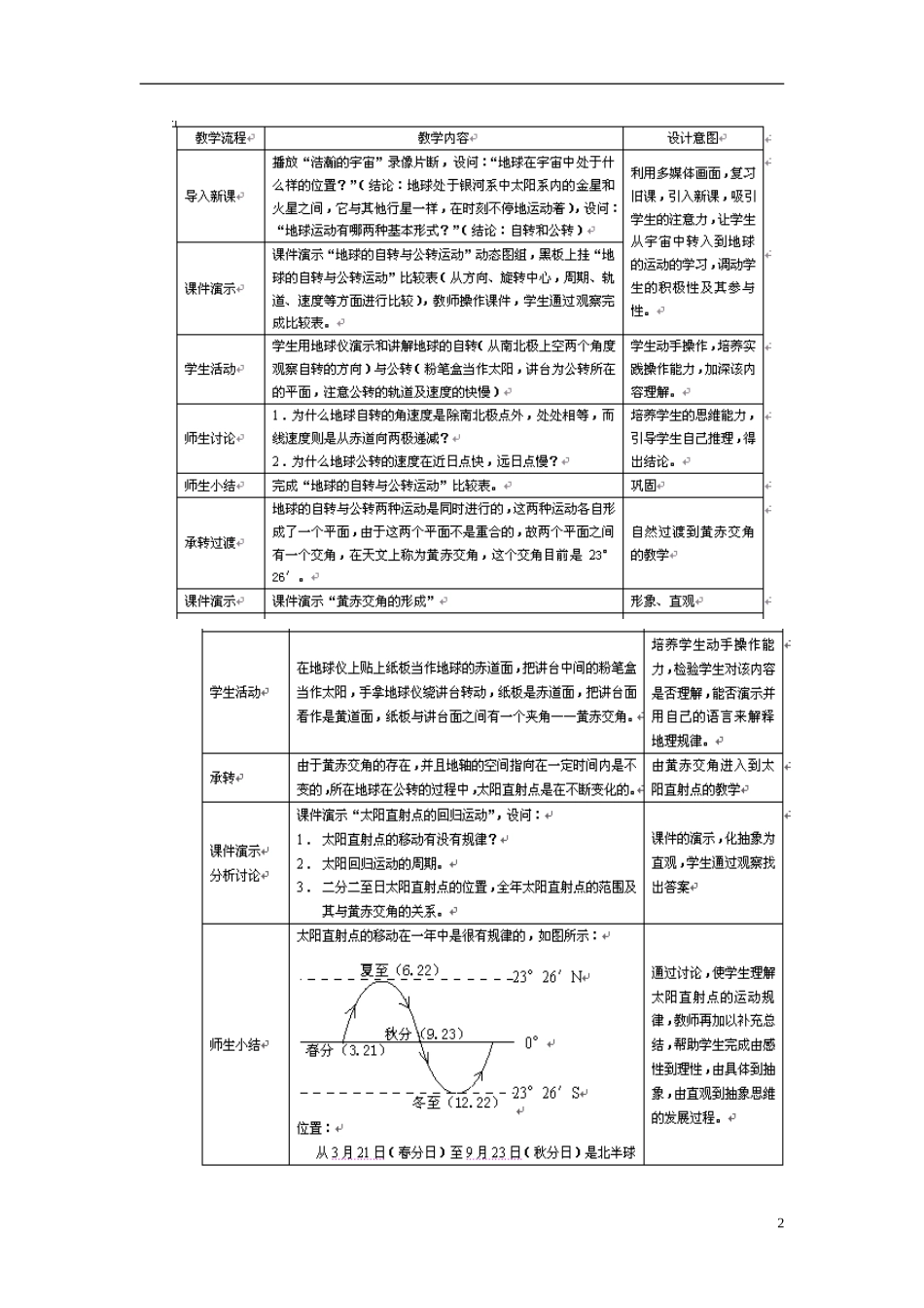 辽宁省大连市四十四中高中地理 《1.3地球的运动》教案一 新人教版必修1_第2页