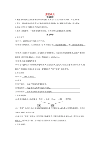 九年级历史下册 第5单元 复习导学案 中华书局版-中华书局版初中九年级下册历史学案