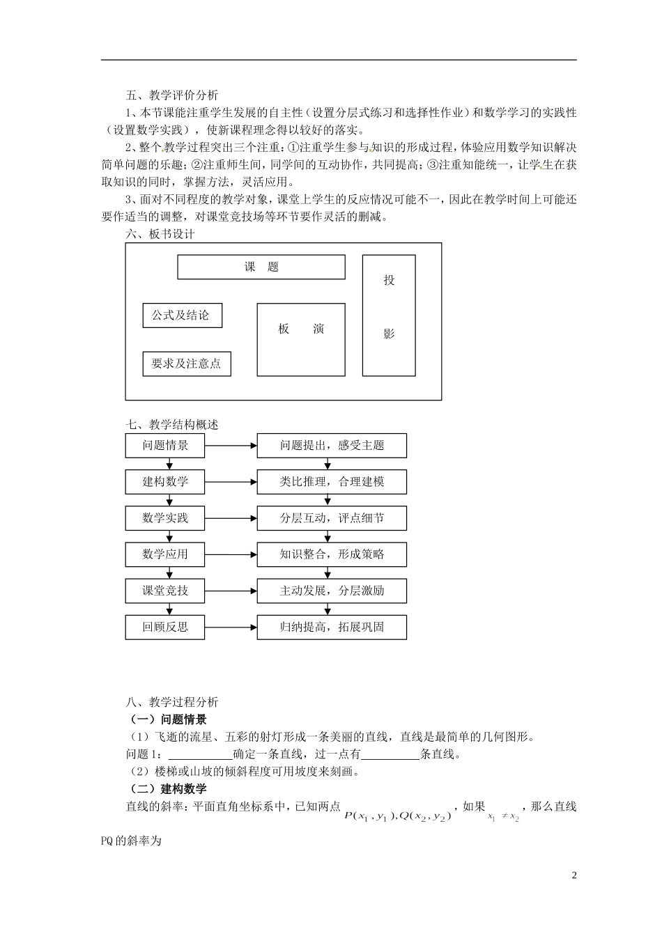 山东省巨野一中高中数学《直线斜率》说课稿 新人教A版必修2_第2页