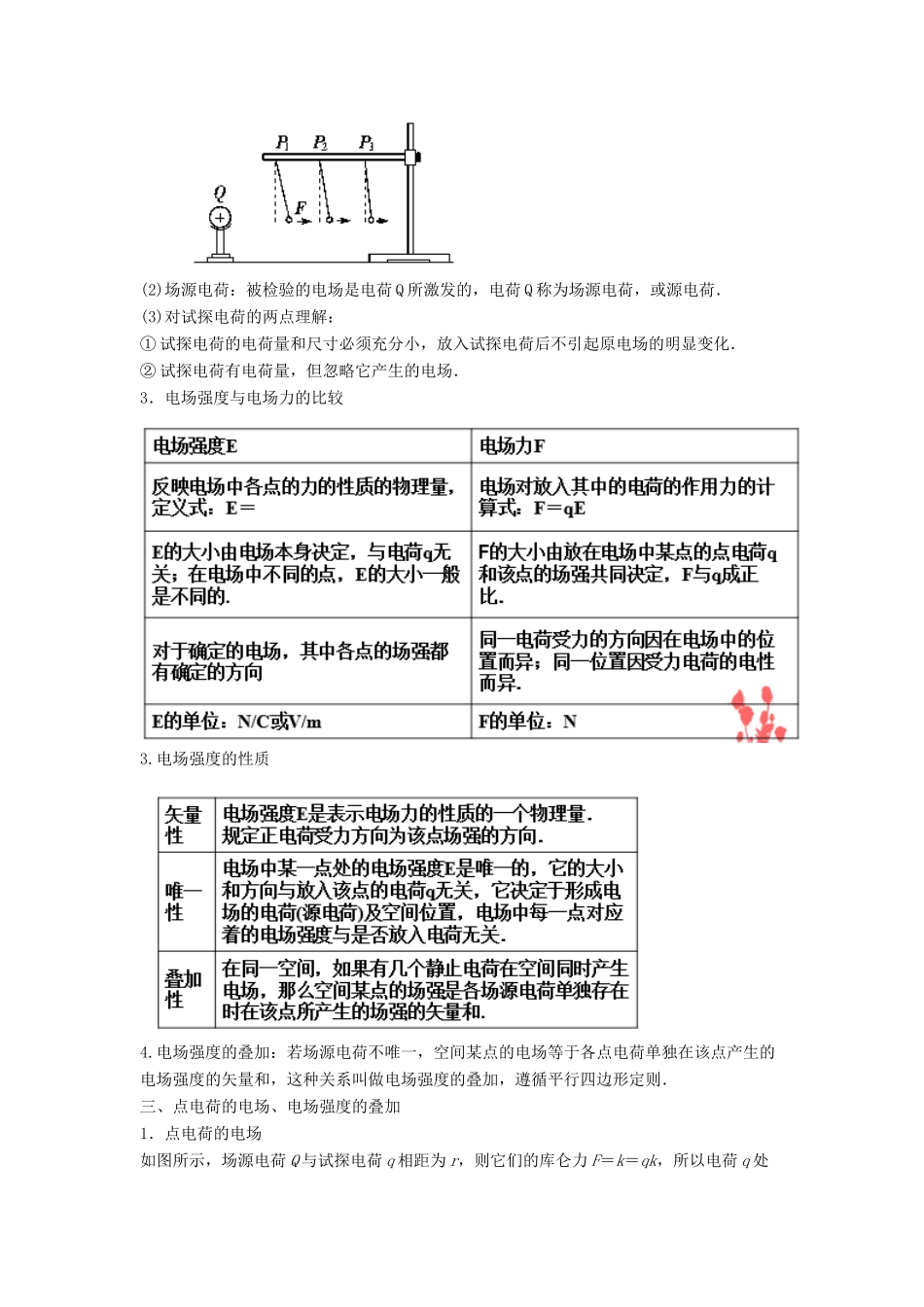 高中物理 第1章 静电场 第3节 电场强度教案 新人教版选修3-1-新人教版高二选修3-1物理教案_第2页